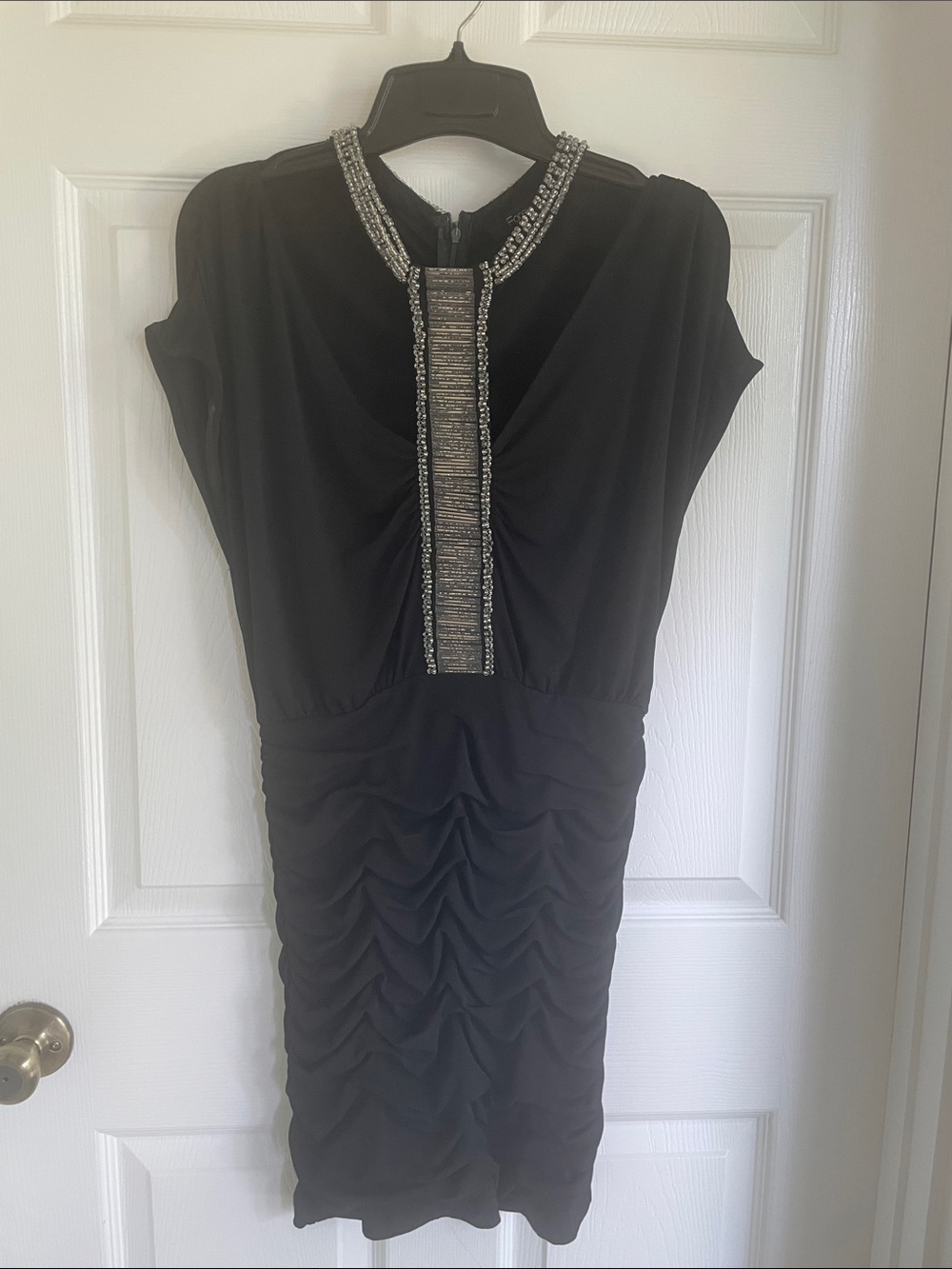 Forever 21 Black Embellished Ruched Cocktail Dress